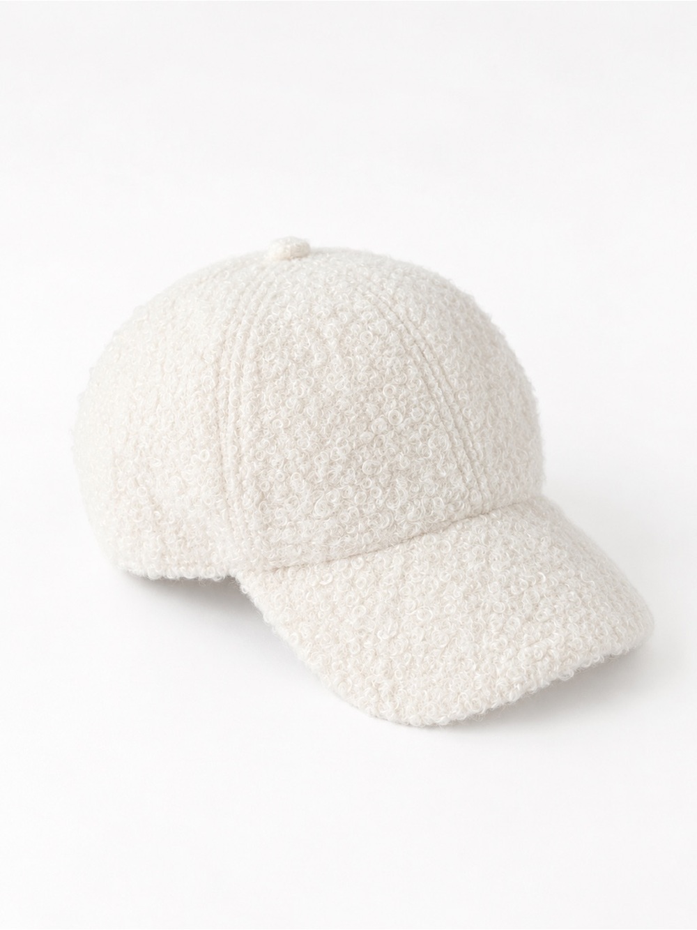 NWT Haven Well Within White Bouclé Teddy Baseball Cap Adjustable One Size